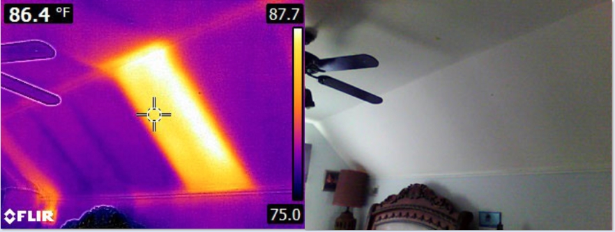 thermal imaging of missing insulation ceiling